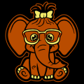 Cute Girl Elephant with Glasses