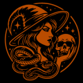 Witch with Snake and Skull 01