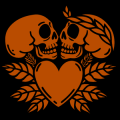 Two Skulls with Heart