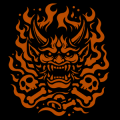 Hannya Mask with Flames 01