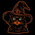 Cat with Witches Hat