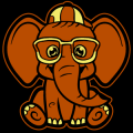 Cute Boy Elephant with Glasses